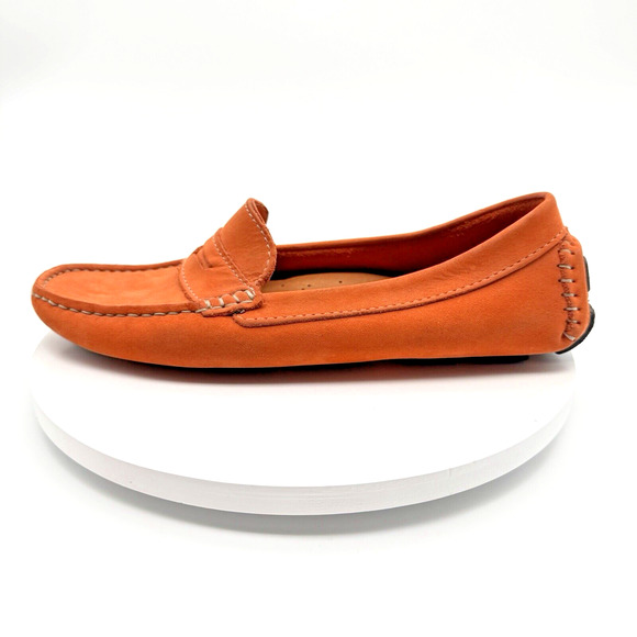 Mercanti Fiorentini Driving Loafers Women's 6B Orange Suede Colorful Fun Artsy - Picture 3 of 11